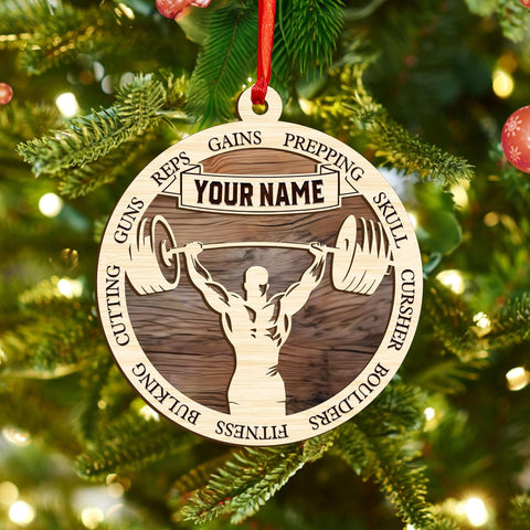 MAPrints Personalized Weight Lifting Christmas Ornaments 2024, Fitness Ornaments, Weightlifter Ornament, Weightlifting Ornament for Fitness Workout Bodybuilder, Workout Guy Xmas Decorations (WL 1)