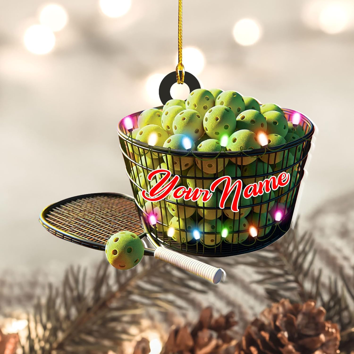 mostprints Personalized Pickleball Ornament 2023, Pickleball Paddles, Pickle Baller Sport Gifts Pickleball Ornament Christmas Tree Pickleball Decorations for Pickleball Lovers (PB5)