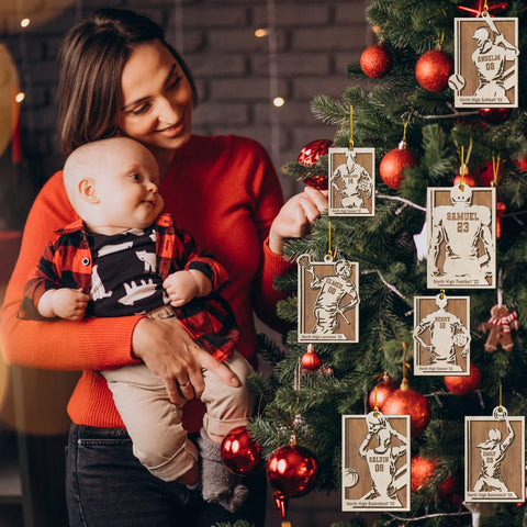 Artparel Personalized Football Ornament Customized Football Christmas Ornaments Football Ornament Christmas Hanging Décor Gift for Football Fans Football Gifts Gift for Football Player (FB)