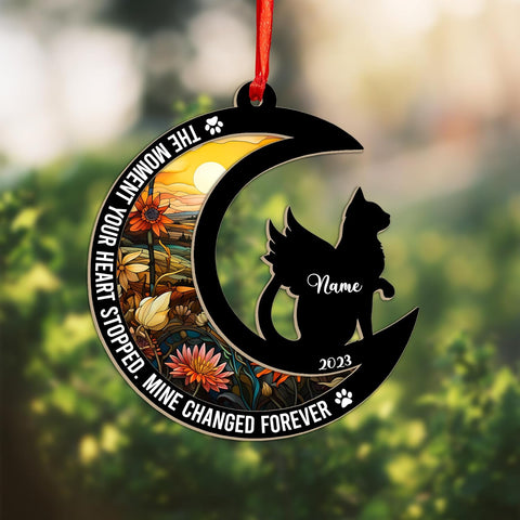 MAPrints Personalized Cat Christmas Ornaments, Cat First Christmas Wood Ornaments, Gifts for Cat Lovers, Cat Memorial Ornament, Forever Loved Cat Keepsake, Cat Loss Gifts (CAT 12)