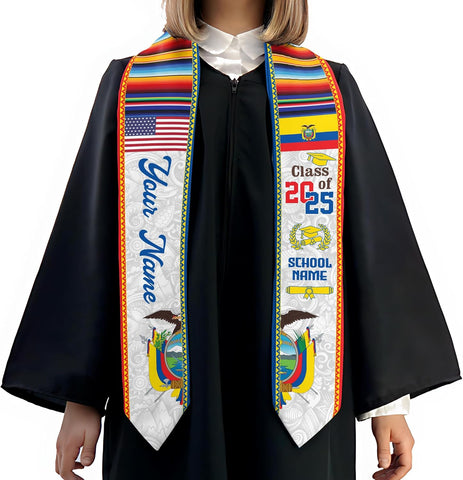 Pretyprints Ecuador Graduation Stole, Ecuadorians American Flag Graduation Sash 2025, Ecuadorians Graduation Sash
