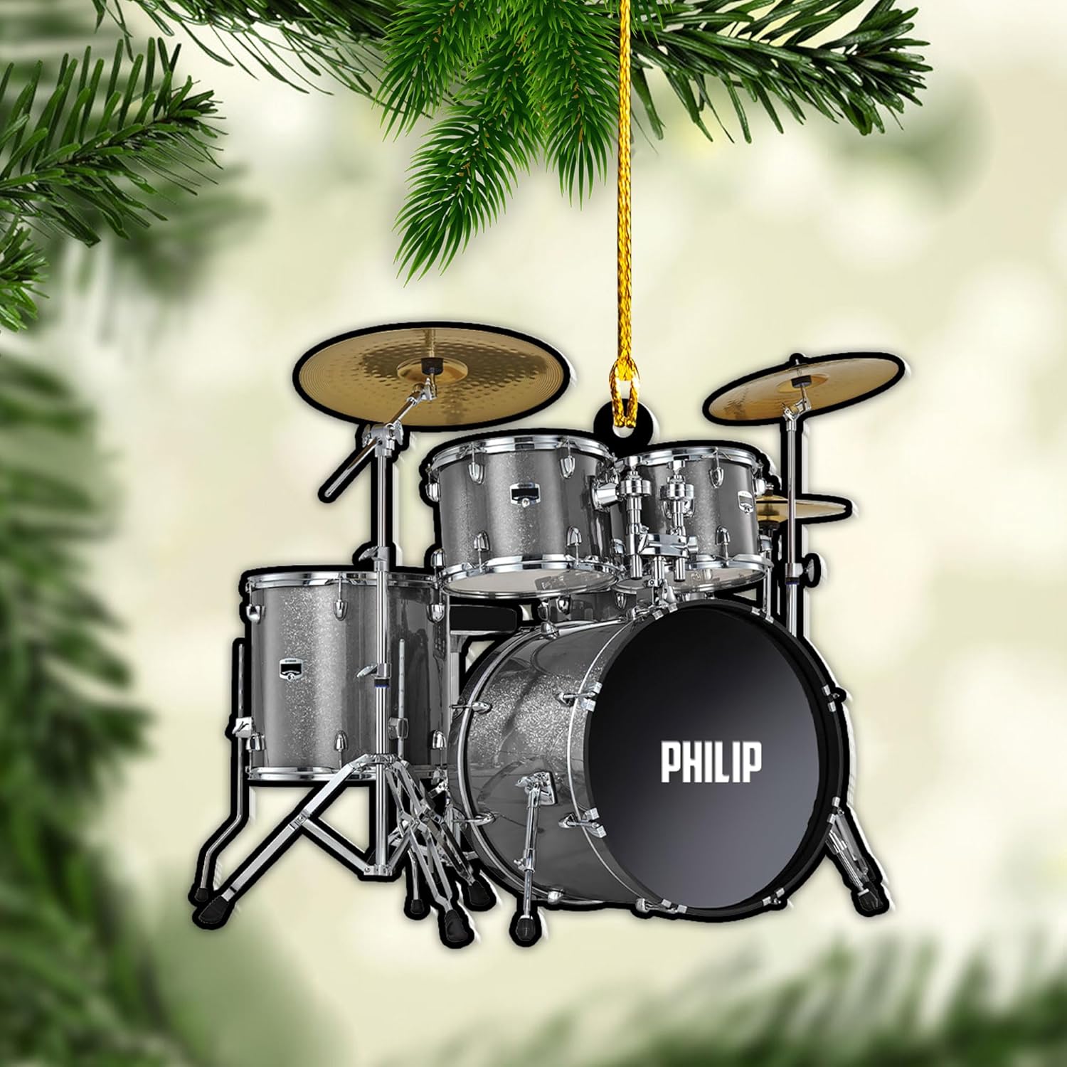 Parvii Personalized Drum Acrylic Ornament, Drum Christmas Ornament, Drums Ornament, Drum Ornaments for Christmas Tree, Gift for Drummer, Drum Players, Christmas Decorations Ornaments (Drum 1)