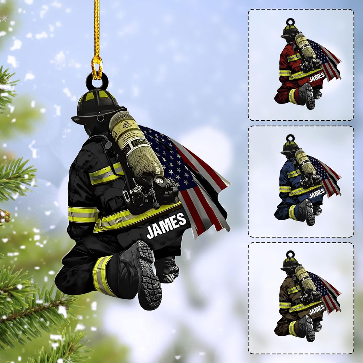 Suseaz Personalized Firefighter Uniform Ornament Firefighter Gifts for Men Firefighter Ornaments for Christmas Tree Firefighter Gifts for Men Firefighter Gifts Xmas (FF13)