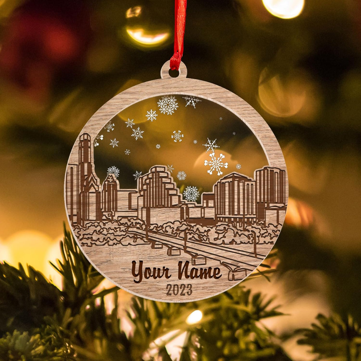 MAPrints Personalized Texas Wood and Acrylic Ornaments, Texas Christmas Keepsake Holiday, America State Ornament, Texas State Christmas Ornament, Texas Map Ornament, Christmas Tree Decorations (TX 5)