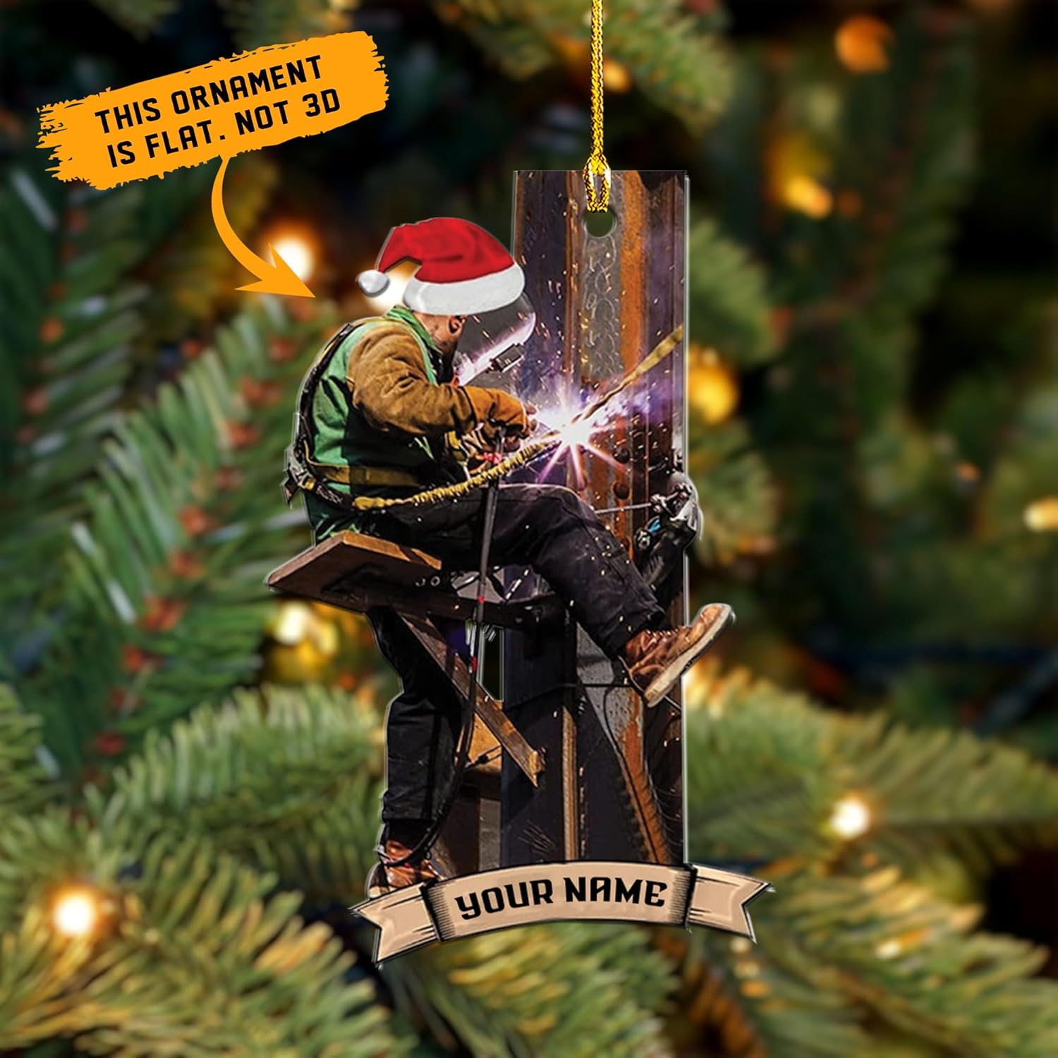 HomeDesign Personalized Welder Ornament, Custom Welder Ornaments Welding Ornaments Flat Two Sided Hanging Plastic Ornaments Welder Gift Christmas Ornament Hanging Decorations Ornament (WD8)
