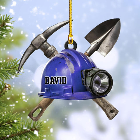 Personalized Coal Miner Ornament Flat Two Sided Hanging Printed Custom Name Plastic\/Wood Ornaments, Christmas Ornament Christmas Ornaments Coal Miner Customized Xmas Gifts for Coworker Men (CMN4)