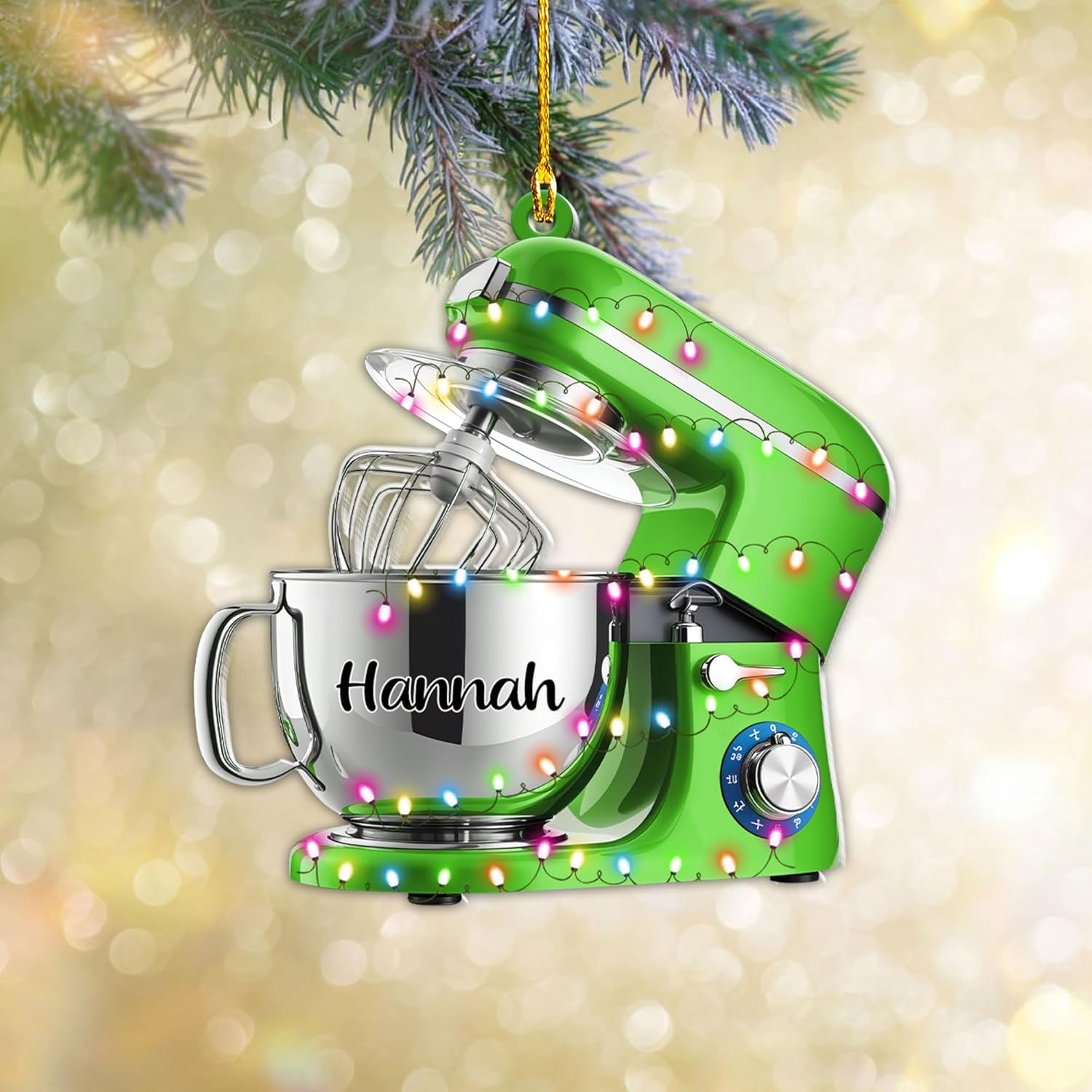 Custom Baking Mixer Lights 2D Flat Ornament Customized Stand Mixer Mica Christmas Ornaments Love Cooking Xmas Keepsake Gift Ideas Gifts for Chef Lovers Gift (CBM10)