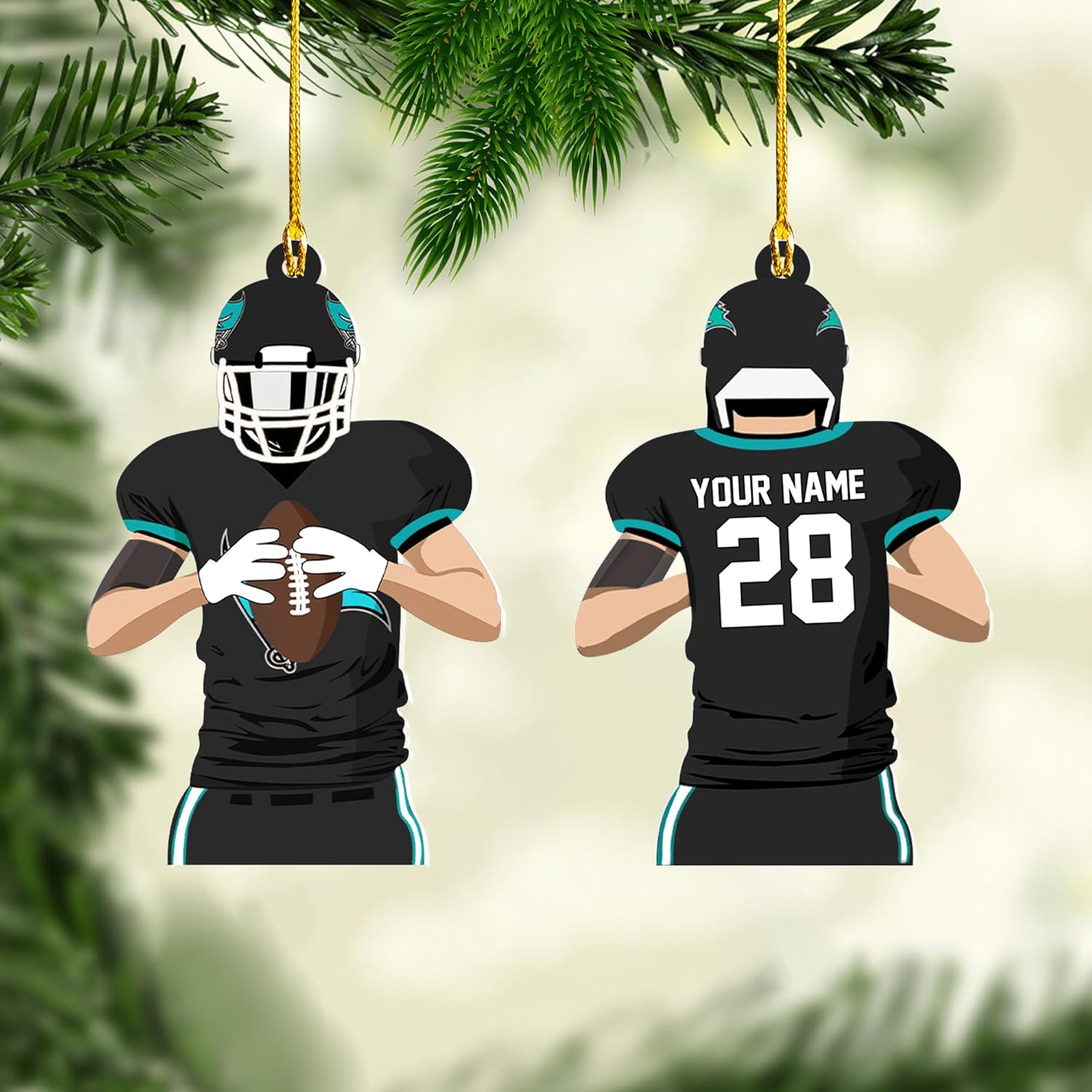 Artparel Personalized Football Ornament Customized Football Christmas Ornaments Football Ornament Christmas Hanging D��cor Gift for Football Fans Football Gifts Gift for Football Player (FB 12)