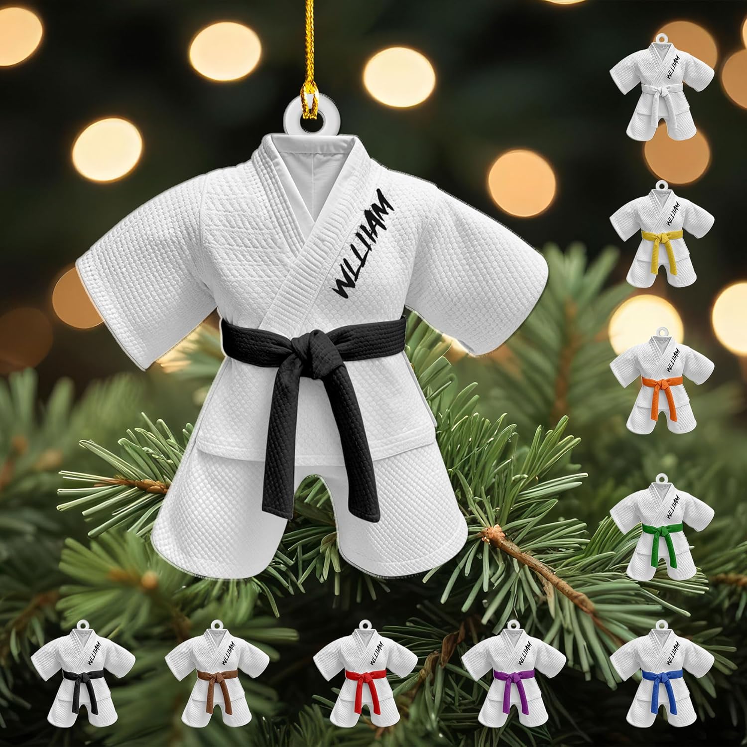 Artparel Personalized Karate Ornament Karate Uniform Ornaments Gifts for Karate Lovers Karate Gift Christmas Ornament 2024 Taekwondo Ornament Jiu Jitsu Ornament Gift for Karate (KRT3)