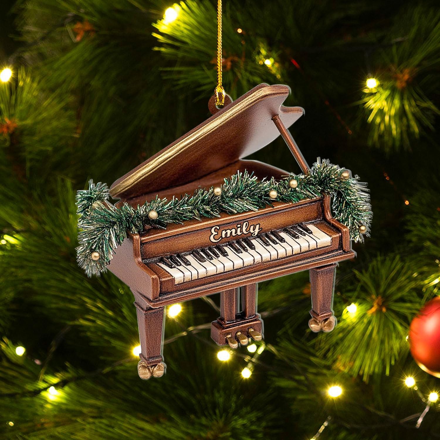 Podagree Personalized Piano Ornament, Custom Piano Ornament Piano Christmas Ornament 2023, Music Instrument Player Keyboard Ornament Decor, Gift for Piano Lover, Music Lovers (PAN6)