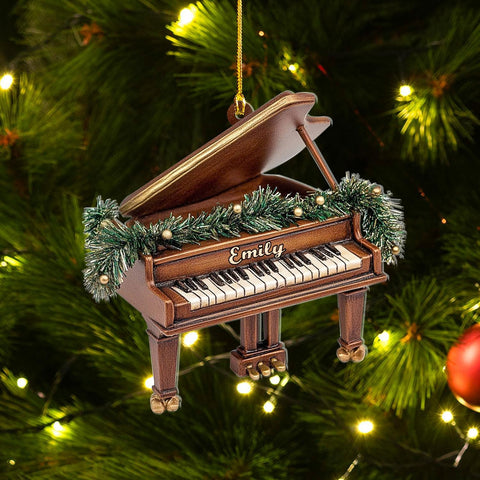 Podagree Personalized Piano Ornament, Custom Piano Ornament Piano Christmas Ornament 2023, Music Instrument Player Keyboard Ornament Decor, Gift for Piano Lover, Music Lovers (PAN6)