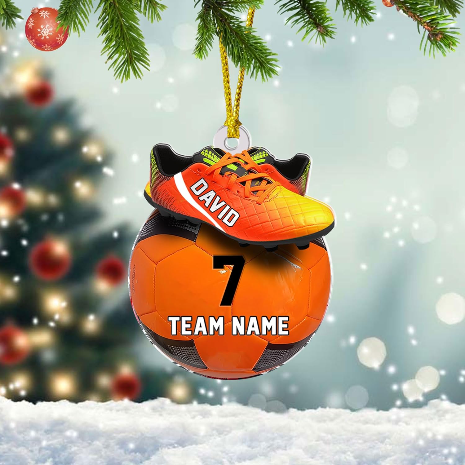 Paniprints Personalized Soccer Ornament 2024, Soccer Christmas Ornament, Ornament Great Gift Idea for Soccer Players and Soccer Lovers Custom Name Number Team Name for Xmas (Style 5)