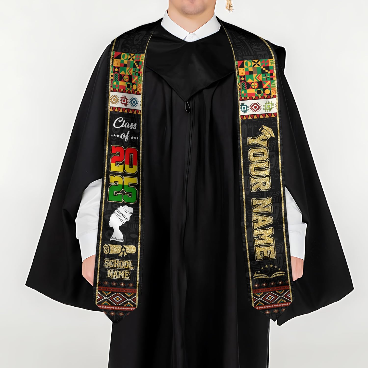 African American Graduation Sash, Graduation Stole Customize, African Graduation Sash, Graduation Stole Class of 2025