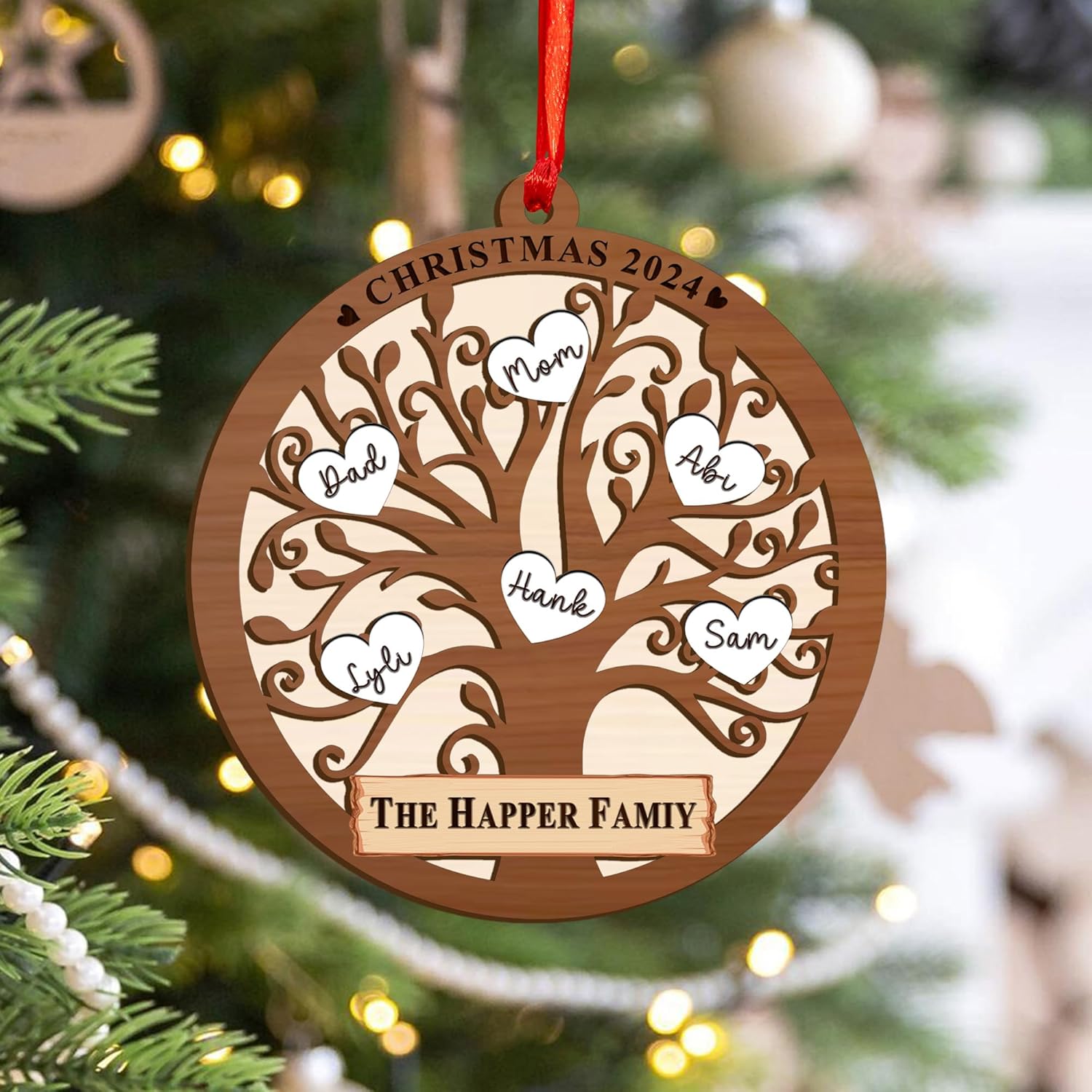 Personalized 2024 Kids Christmas Tree Ornament, Family Christmas Ornament, Family with Kids Name Christmas Ornament 2024 Xmas Tree Decorations, Custom Family Christmas Tree Ornament 2024 (KT 3)