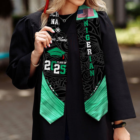 Pretyprints Custom Nigerian Graduation Sash Nigeria Graduation Stole Personalized Nigerian American Flag Graduation Sash 2025