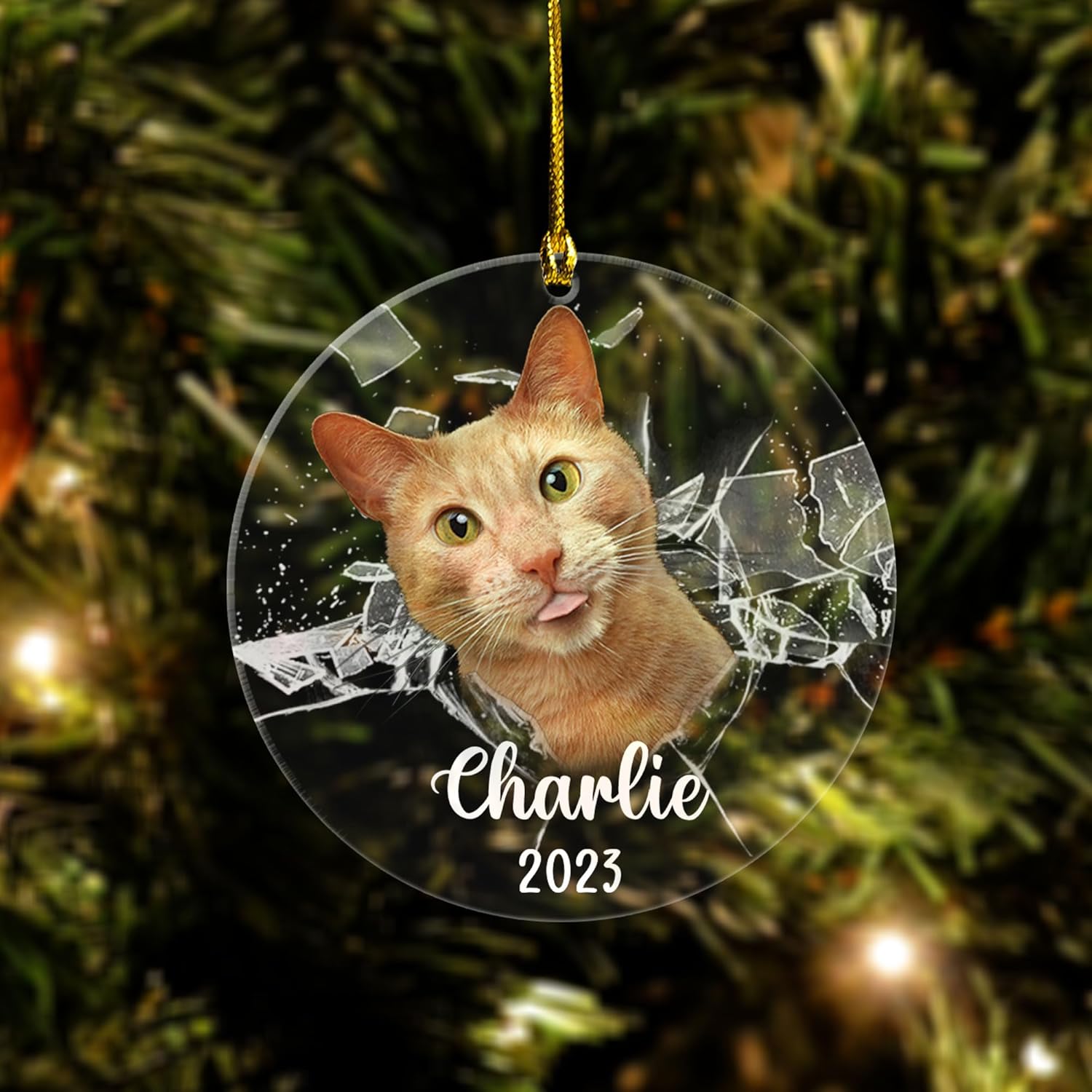 MAPrints Personalized Cat Christmas Ornaments, Cat First Christmas Wood Ornaments, Gifts for Cat Lovers, Cat Memorial Ornament, Forever Loved Cat Keepsake, Cat Loss Gifts (CAT 23)