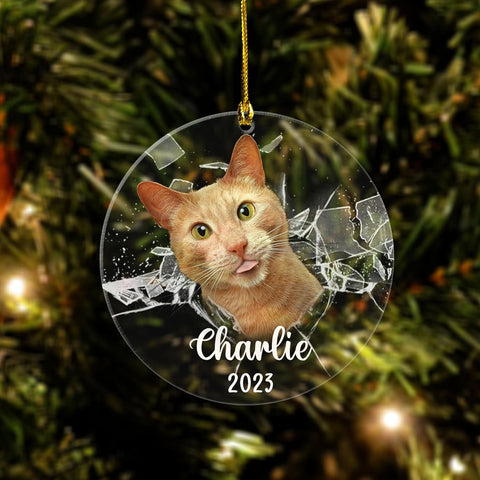 MAPrints Personalized Cat Christmas Ornaments, Cat First Christmas Wood Ornaments, Gifts for Cat Lovers, Cat Memorial Ornament, Forever Loved Cat Keepsake, Cat Loss Gifts (CAT 23)