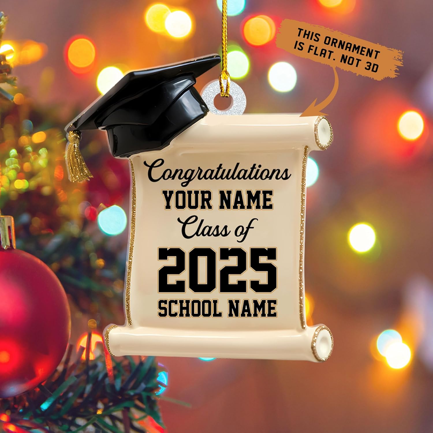 Ligthuy Personalized Graduation Ornament, Graduation Ornaments Class of 2024 2025, College Master Senior Year Christmas Ornament 2024 2025, Pine Hanging Decoration for Xmas (Graduation 10)