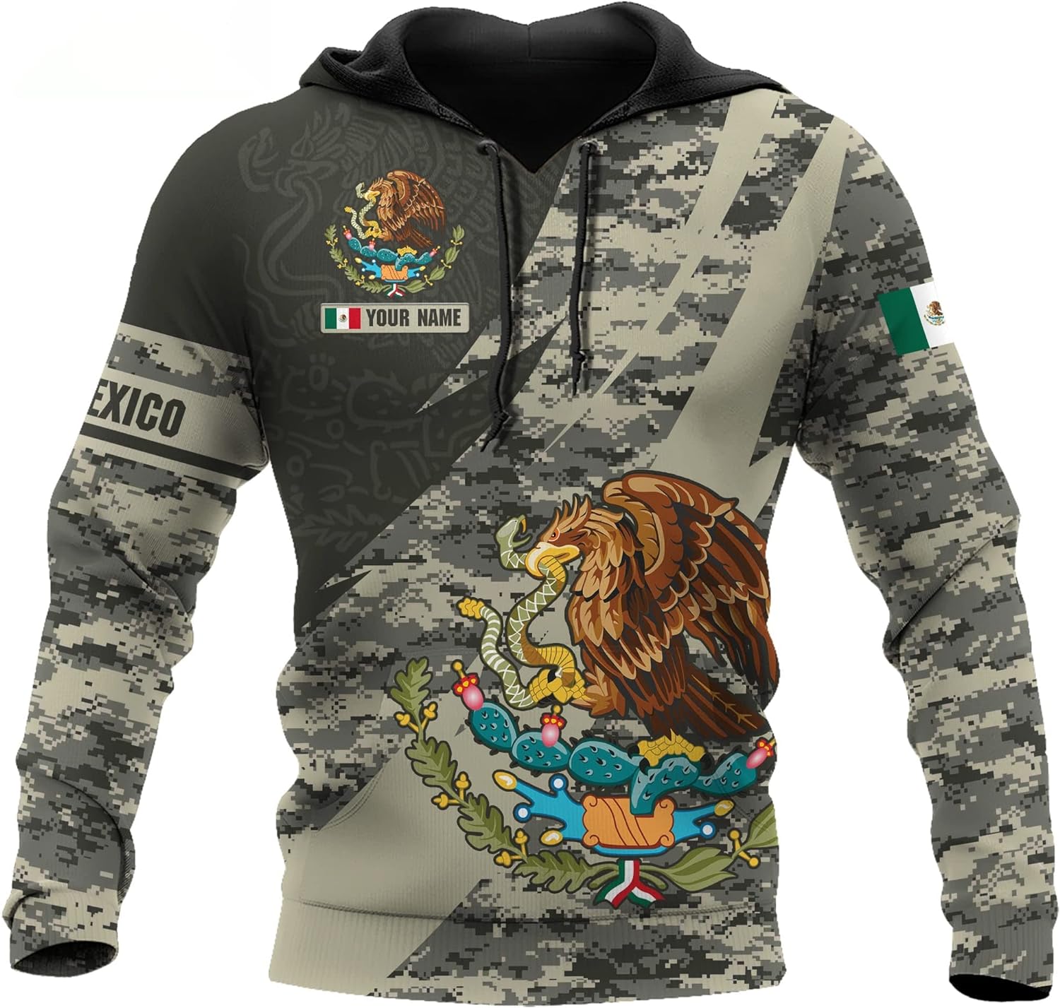 Personalized Name Mexican Hoodie 3D, Customized Mexican Hoodies for Men, Unisex Mexico Hoodie, Mexico Hoodies for Men, Women