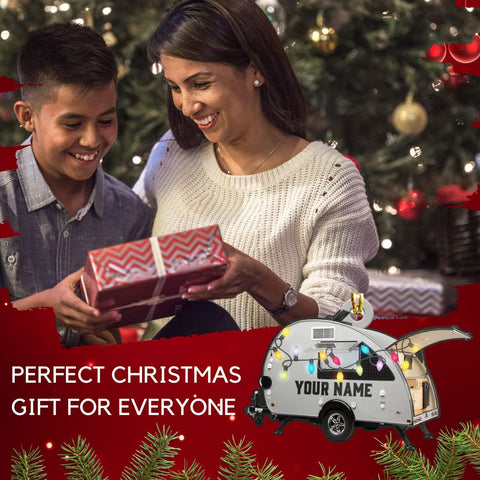 Personalized Camping Ornament, Camping Wood Plastic Ornament Travel Trailer Shaped Acrylic Ornament, Gifts for Camping Lovers, Him, Her, Camping Christmas Ornament, Christmas Tree Decor (CP5)