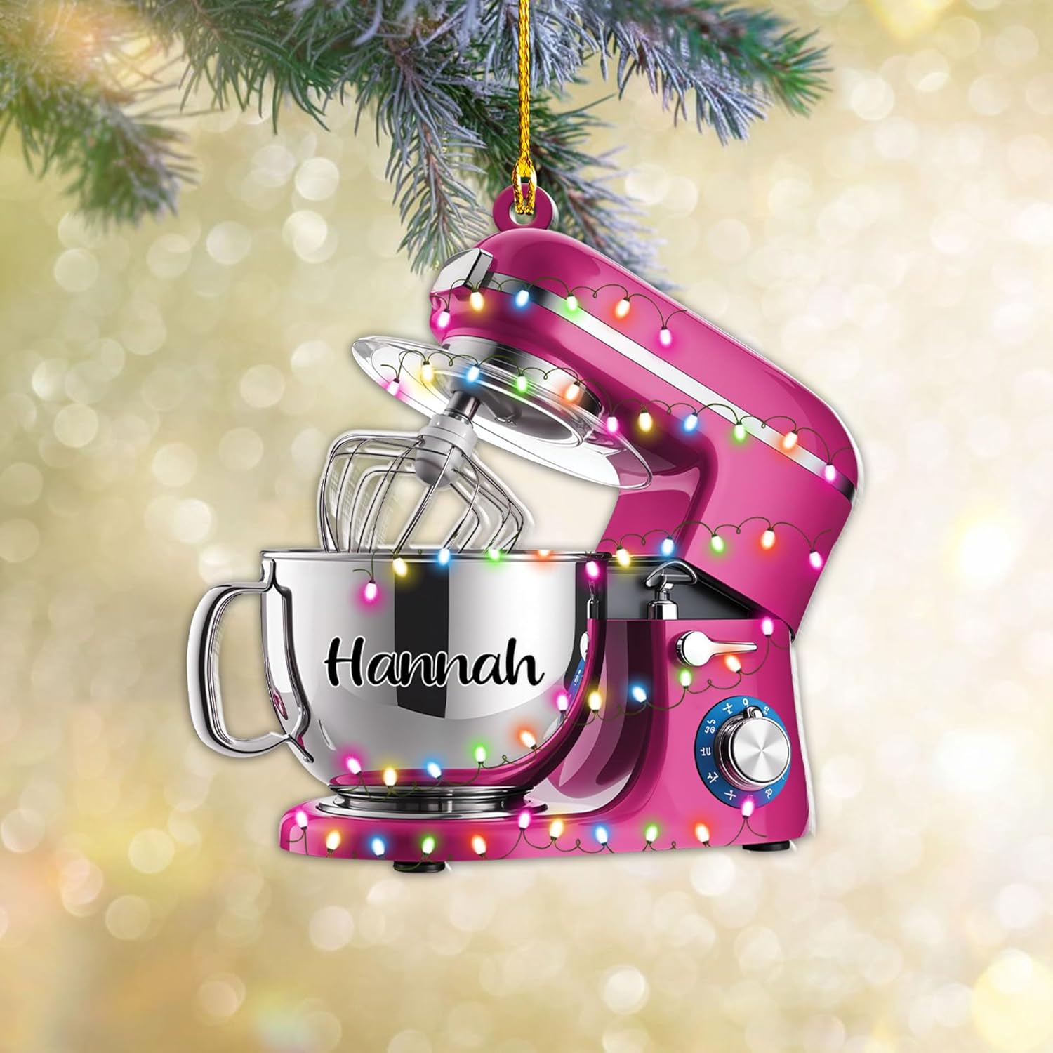 Custom Baking Mixer Lights 2D Flat Ornament Customized Stand Mixer Mica Christmas Ornaments Love Cooking Xmas Keepsake Gift Ideas Gifts for Chef Lovers Gift (CBM10)