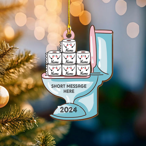 Personalized Toilet Paper Ornament, 2024 Christmas Ornament Toilet Paper, Funny Toilet Paper Roll Ornament, Hanging Glass Toilet Ornaments for Christmas Tree, Gifts for Christmas (Style 7)