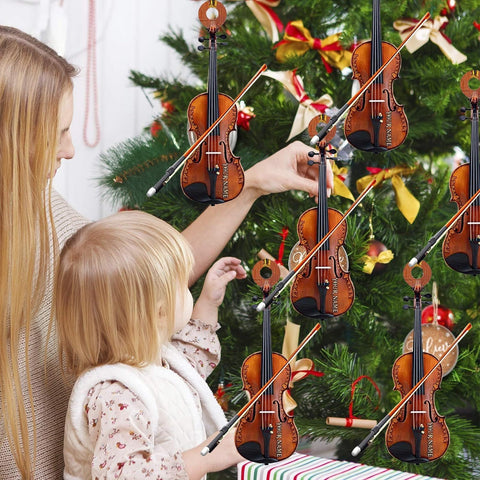 MoonArt Personalized Musical Instruments Ornament, Violin Ornament Custom Names Wood Violin Ornaments for Christmas Tree Hanging Ornament Pine Tree Decorations for Kid Couple Friends Family (VOL1)