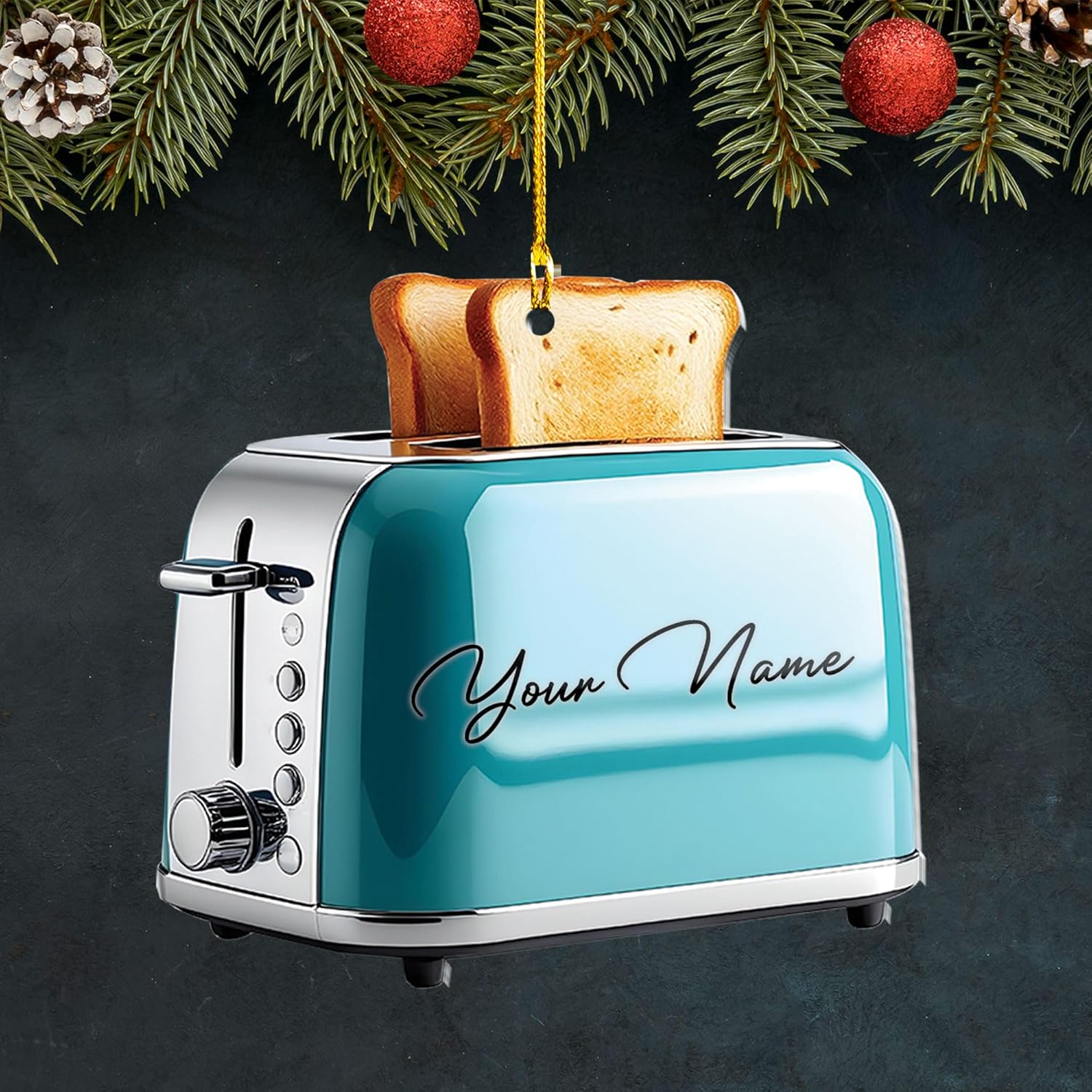 Personalized Toaster Christmas Ornament, Christmas Tree Decor, Loved Kitchen Toaster Ornament, Christmas Hanging Ornament Gift (Acrylic, Style 4)