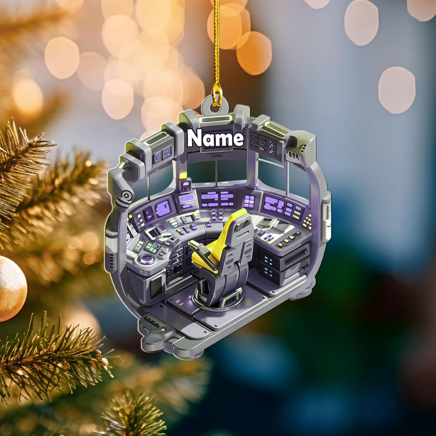 Personalized Space Rocket Ship Christmas Ornament, Space Gifts, Rocket Ornament, Planet Ornament, Spaceship Ornament, Custom Space Gift (Acrylic, Style 11)