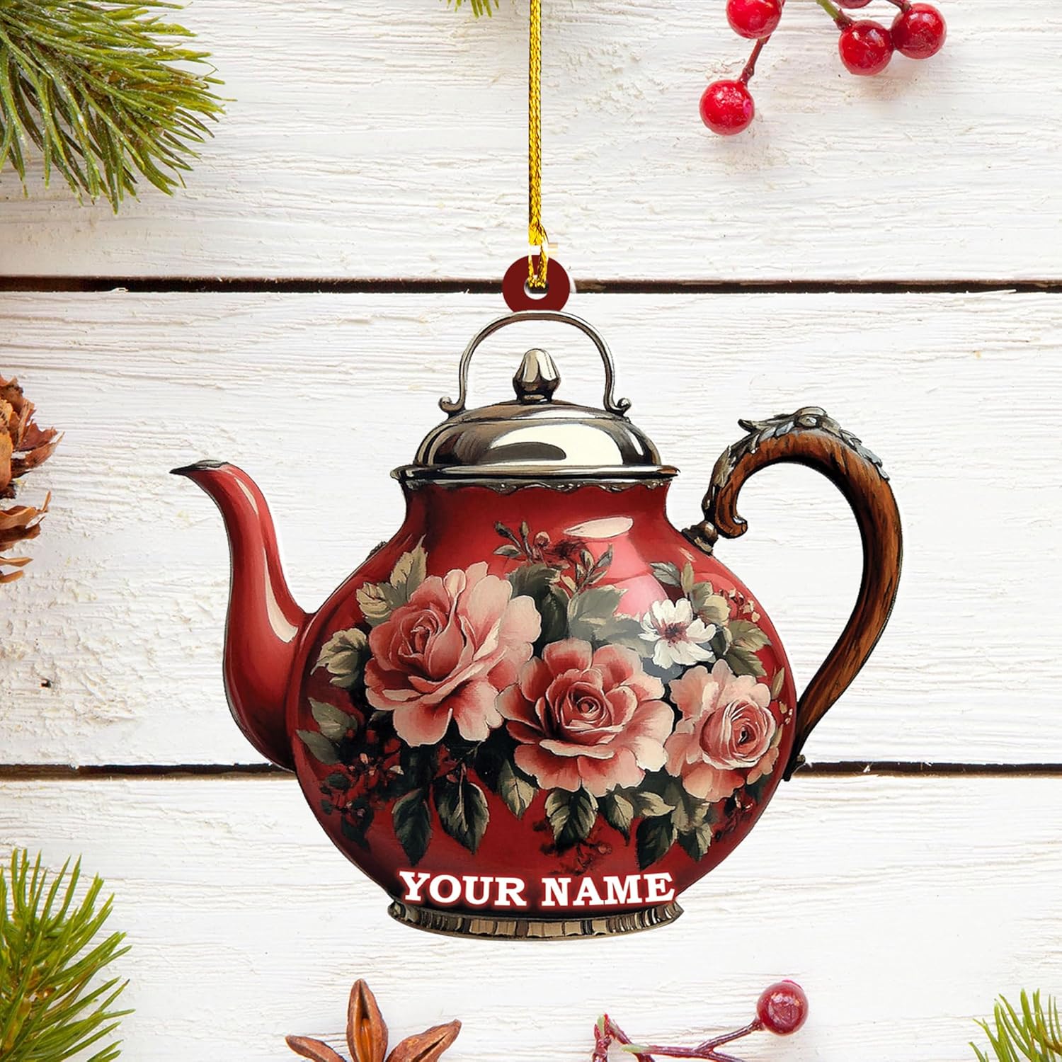 Personalized Cookware Silver Kettlea Ornament, Kitchen Aid Teapot Kettle Kitchen Stove Glass Xmas Decor, Cooking Tea Kettle Ornament (Acrylic, Style 10)