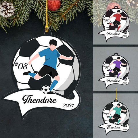 Personalized Soccer Ornaments Soccer Christmas Ornament,Soccer Ornaments for Christmas Tree Soccer Christmas Ornaments for Boys Girls, Custom Soccer Jersey Shoes Ornament (Style 1)