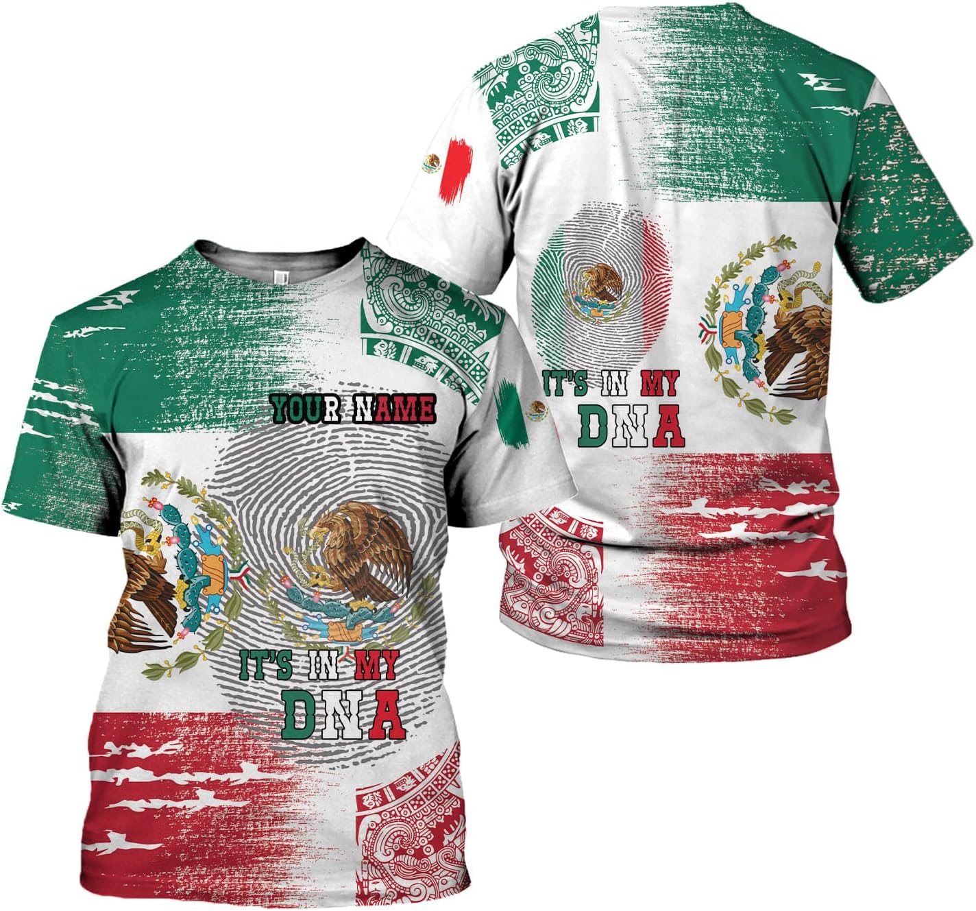 Paniprints Personalized Name Mexican Shirts for Men, Customized Mexico Shirts for Men, Mexico Shirts for Women Mexico Flag