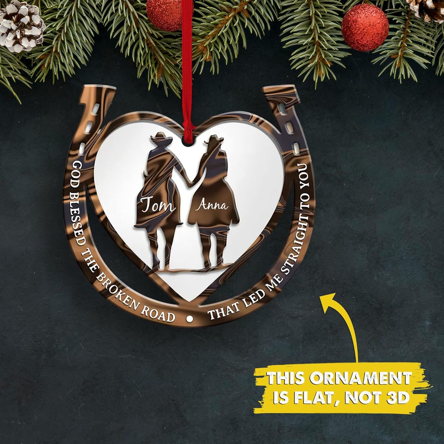 Artparel Personalized Cowboy Couple Ornament, Western Horseshoe Couple Custom Christmas Ornament, Western Horseshoe Couple Ornament, Gift for Couple Cowboy, Horse Lovers Keepsake