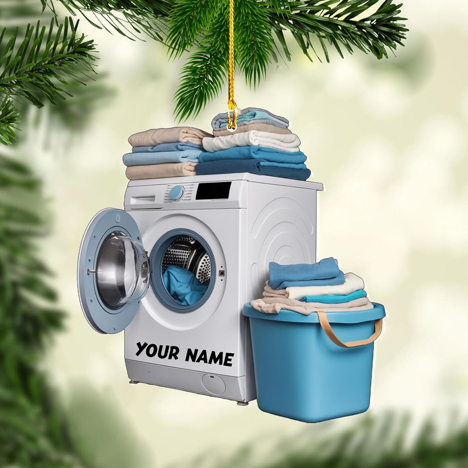 Personalized Washing Machine Christmas Ornament,Home Appliance Consumer Electronics Christmas Ornament, Clothes Washer Christmas Tree Decor, Washing Machines Ornament (Acrylic, Style 3)