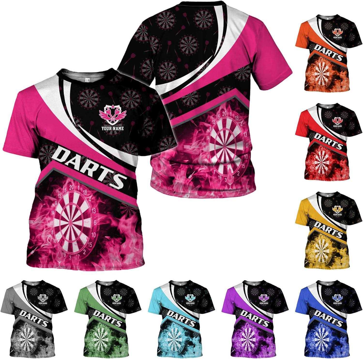 HomeDesign Personalized Dart Shirts, Darts Shirts for Men, Dart Jerseys for Teams, Dartboard Players Shirt Darts Board Gift