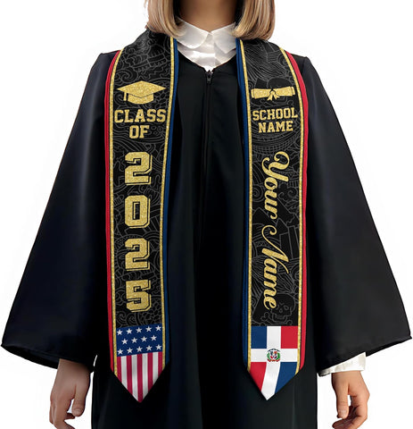 Pretyprints Custom Dominican Sash Graduation, Dominicans Flag Graduation Sash 2025, Dominican Republic Graduation Stole