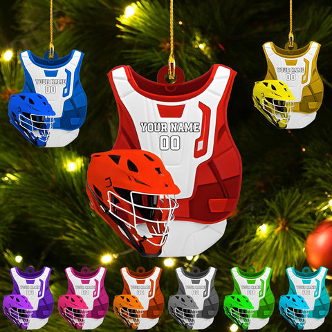 HomeDesign Personalized Lacrosse Ornament, Lacrosse Amor Shape Flat Ornament, Lacrosse Helmet Ornaments, Gifts for Lacrosse Lovers, Lacrosse Players, Lacrosse Christmas Ornament (LA 6)