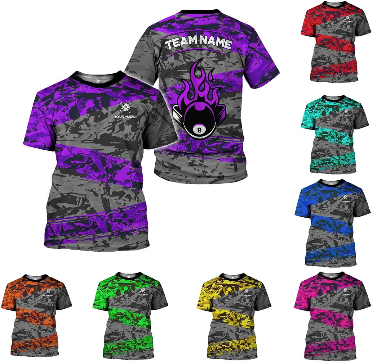 Ligthuy Personalized Name Billiard Shirts 3D, Billiards Shirt 8 Ball Billiard Shirt Custom Men's Pool Men Women1