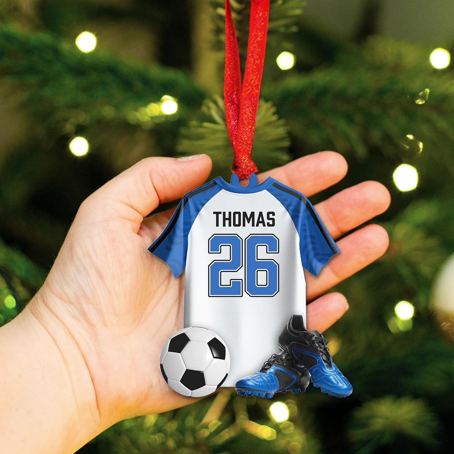 AOVL Personalized Soccer Player Ornament Soccer Christmas Xmas Ornament Soccer Christmas Xmas Ornament Gift for Soccer Players Soccer Lovers Soccer Players for Men Women (SC6)