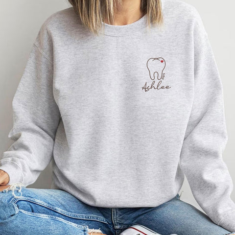 Leeprints Personalized Embroidered Sweater, Dental Assistant & Hygienist Gift, Nurse Hoodie
