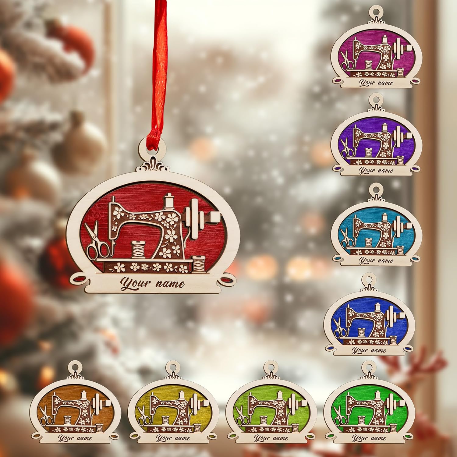 Personalized Sewing Machine Christmas Ornament 2024, Sewing Acrylic 2D Ornament, Sewing Flower Machine Shaped Ornament, Sew & Stitch Sewing Machine Christmas Ornament (NSew 3)