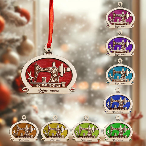 Personalized Sewing Machine Christmas Ornament 2024, Sewing Acrylic 2D Ornament, Sewing Flower Machine Shaped Ornament, Sew & Stitch Sewing Machine Christmas Ornament (NSew 3)