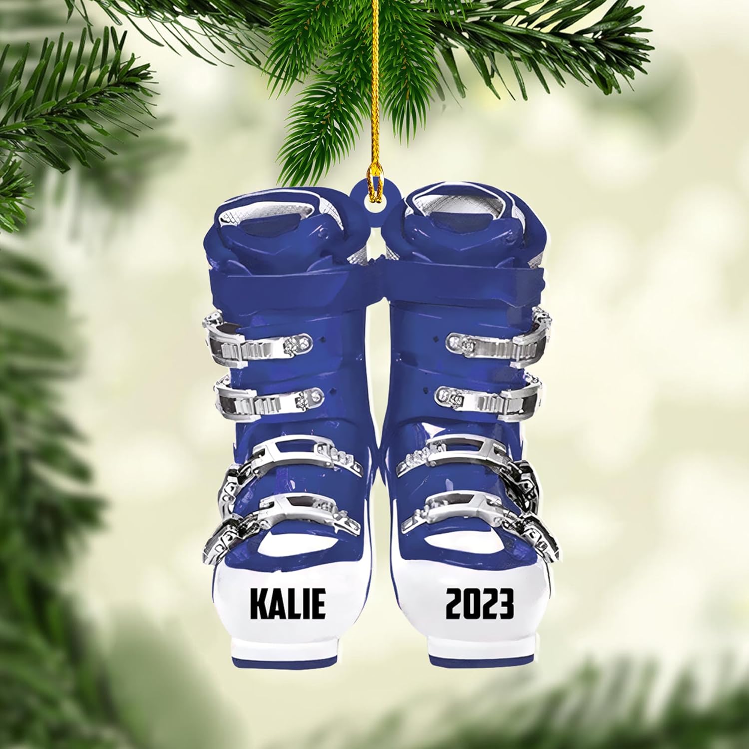 AOVL Custom Ski Ornament Skiing Christmas Ornaments Ski Christmas Tree Ornaments Ski Christmas Ornament Skier Ornaments for Christmas Tree 2024 Skiing Ornament (OSK1)