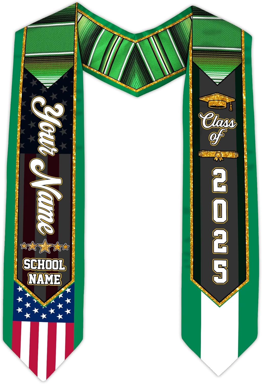 Pretyprints Custom Nigerian Graduation Sash Nigeria Graduation Stole Personalized Nigerian American Flag Graduation Sash 2025
