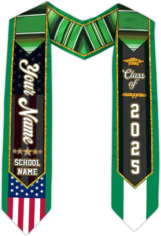 Pretyprints Custom Nigerian Graduation Sash Nigeria Graduation Stole Personalized Nigerian American Flag Graduation Sash 2025