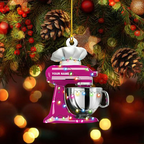 Royal Fight Personalized Baking Christmas Ornament Baking Ornaments Love Baking Christmas Tree Ornament Baking Mixer with String Lights Baker Gift Baker Ornament Tree Hanging Décor (Baking 1)