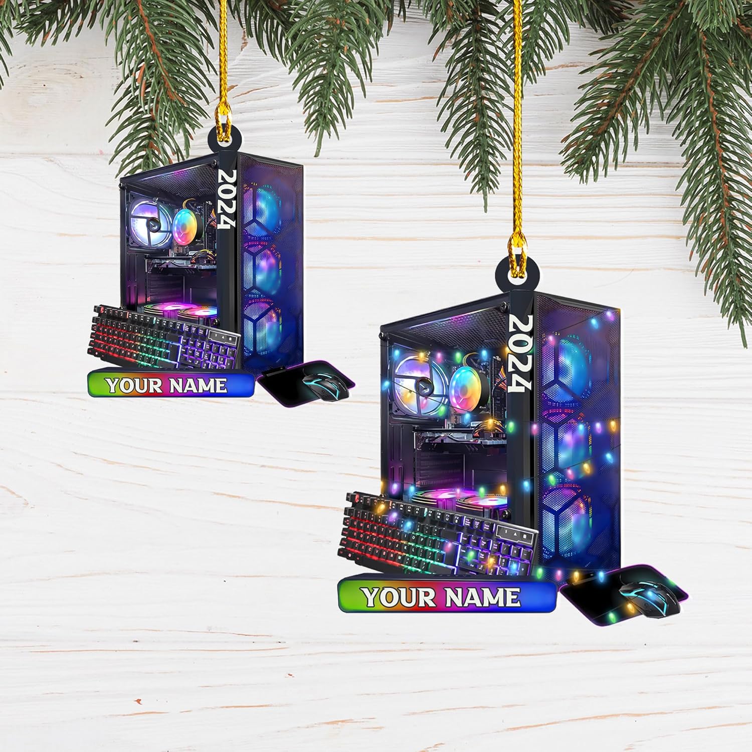 Ligthuy Personalized Gaming Ornaments for Christmas Tree, Computer Gaming Christmas Ornaments, Chair Gaming Chrismas Ornament for Gamer, Game Lover, Chair Gaming Xmas Decor (GM3)