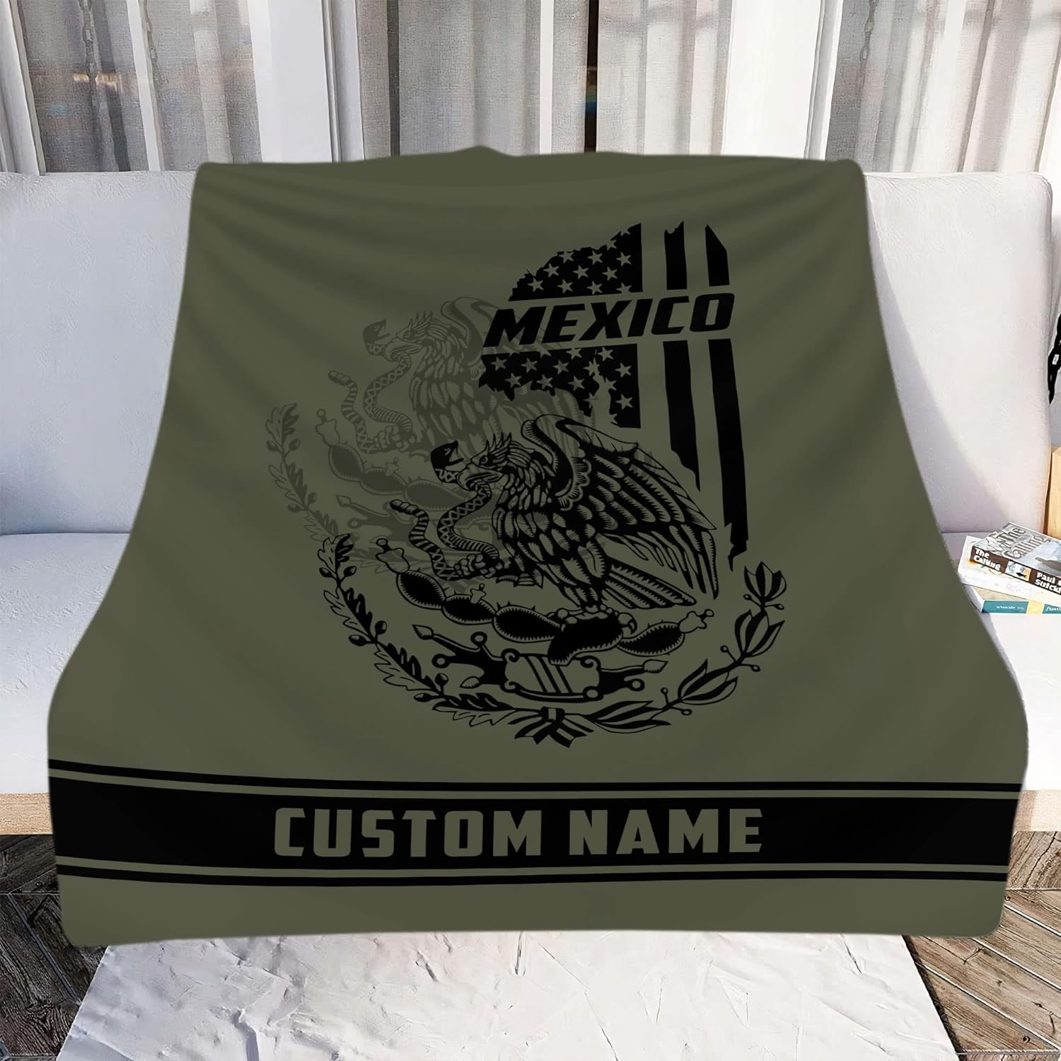 Personalized Name Mexico Blanket for Men and Women, Customized Mexico Blankets, Mexico Flag Mexican Flag Blanket Funny Gift Fuzzy Plush Soft Micro Fleece Sherpa Blanket Bed Throw (BLMX07)