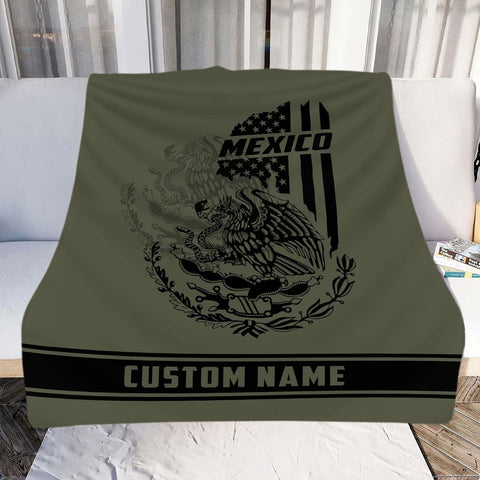 Personalized Name Mexico Blanket for Men and Women, Customized Mexico Blankets, Mexico Flag Mexican Flag Blanket Funny Gift Fuzzy Plush Soft Micro Fleece Sherpa Blanket Bed Throw (BLMX07)