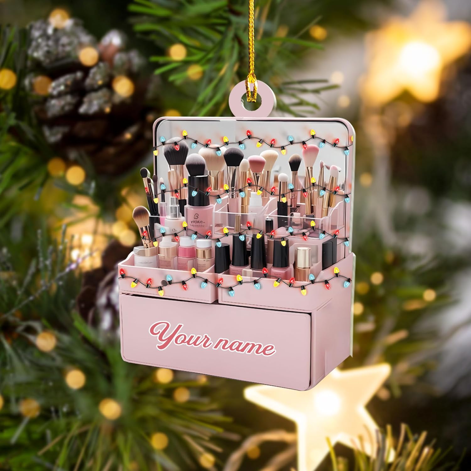 Mostefy Personalized Make Up Ornament 2024, Makeup Tool Ornaments for Christmas, Skin Care Ornament, Makeup Christmas Ornament 2D Flat Ornaments, Make Up Ornament Gift for Xmas (Style 7)